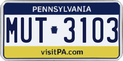 PA license plate MUT3103
