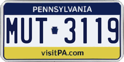 PA license plate MUT3119