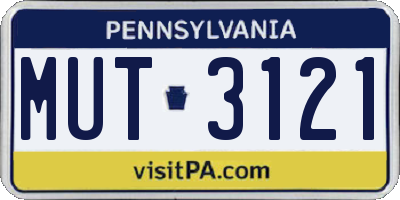 PA license plate MUT3121
