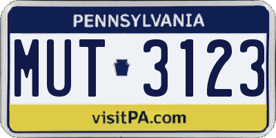 PA license plate MUT3123