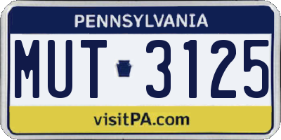 PA license plate MUT3125