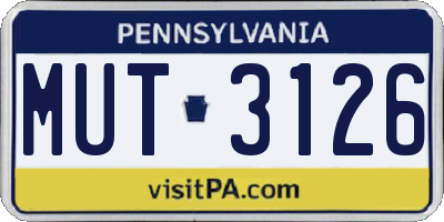PA license plate MUT3126
