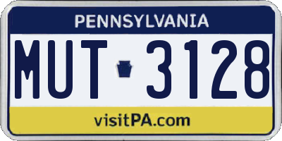 PA license plate MUT3128