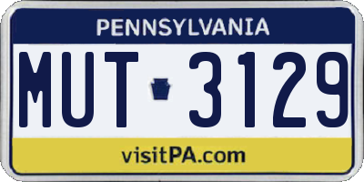 PA license plate MUT3129