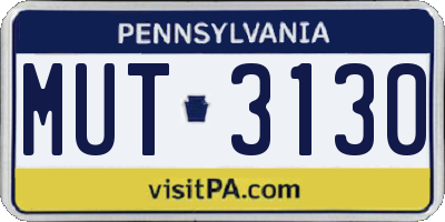 PA license plate MUT3130