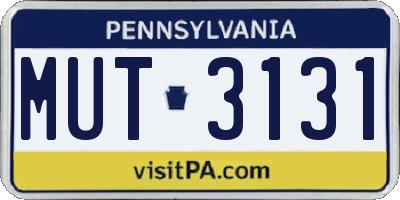 PA license plate MUT3131