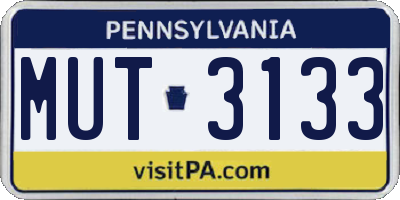 PA license plate MUT3133