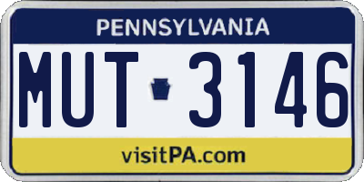 PA license plate MUT3146