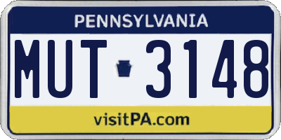 PA license plate MUT3148
