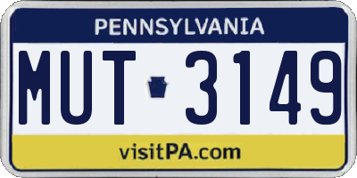 PA license plate MUT3149