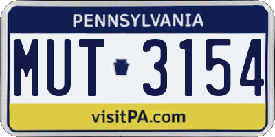 PA license plate MUT3154