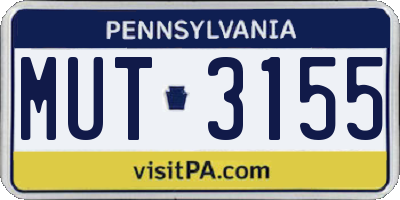 PA license plate MUT3155