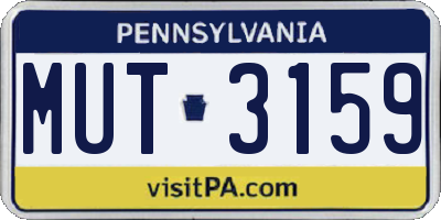 PA license plate MUT3159