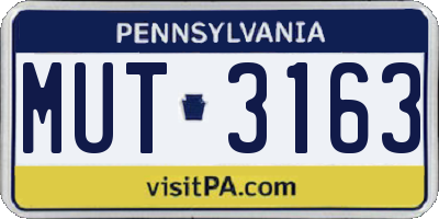 PA license plate MUT3163