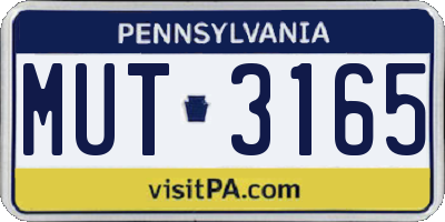 PA license plate MUT3165