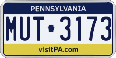 PA license plate MUT3173