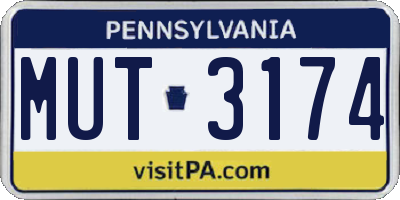 PA license plate MUT3174