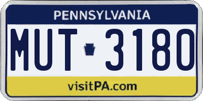 PA license plate MUT3180