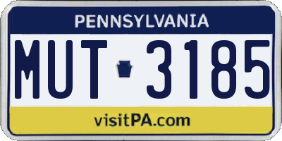 PA license plate MUT3185