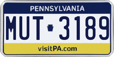 PA license plate MUT3189