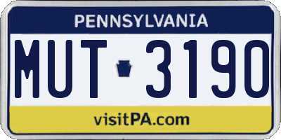 PA license plate MUT3190