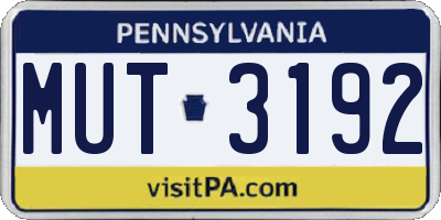 PA license plate MUT3192