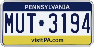 PA license plate MUT3194