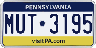 PA license plate MUT3195