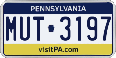 PA license plate MUT3197