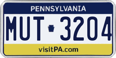 PA license plate MUT3204