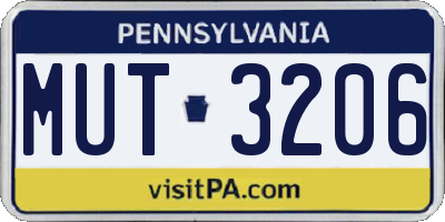 PA license plate MUT3206
