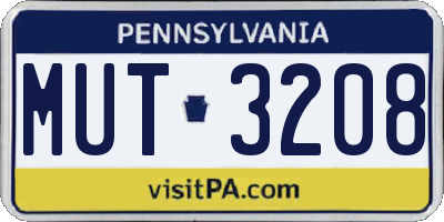 PA license plate MUT3208
