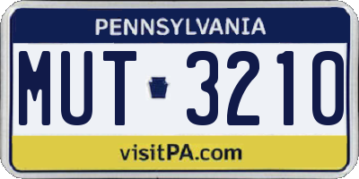 PA license plate MUT3210