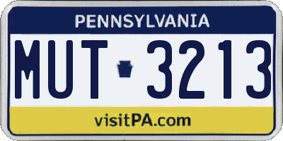 PA license plate MUT3213
