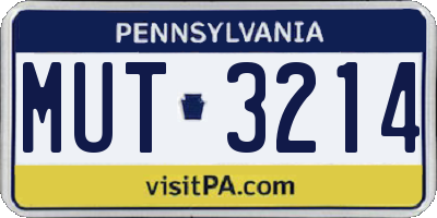 PA license plate MUT3214