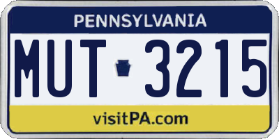 PA license plate MUT3215