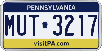 PA license plate MUT3217