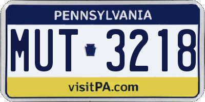 PA license plate MUT3218