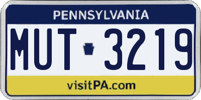 PA license plate MUT3219