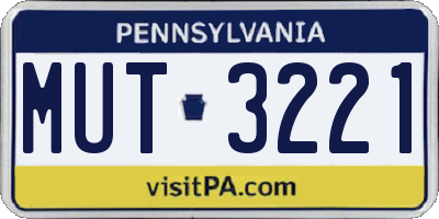 PA license plate MUT3221