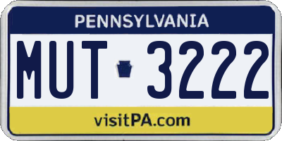 PA license plate MUT3222