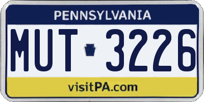 PA license plate MUT3226