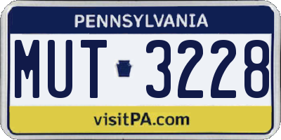 PA license plate MUT3228
