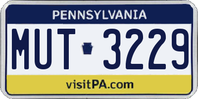 PA license plate MUT3229