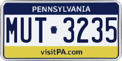 PA license plate MUT3235