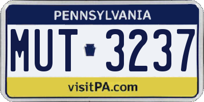 PA license plate MUT3237