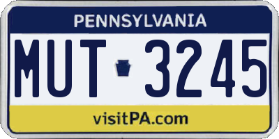 PA license plate MUT3245