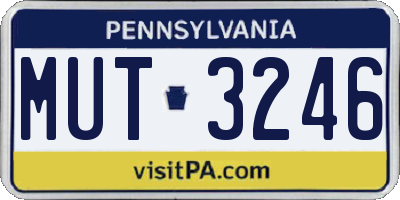 PA license plate MUT3246