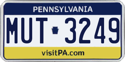 PA license plate MUT3249