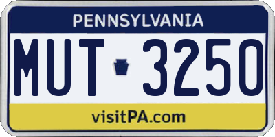 PA license plate MUT3250